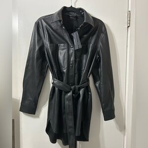 Vera Moda stylish black leather- like jacket with sash belt
Size small